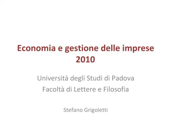 Economia e gestione delle imprese 2010