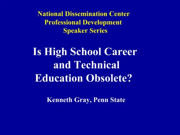 National Dissemination Center Professional Development Speaker Series