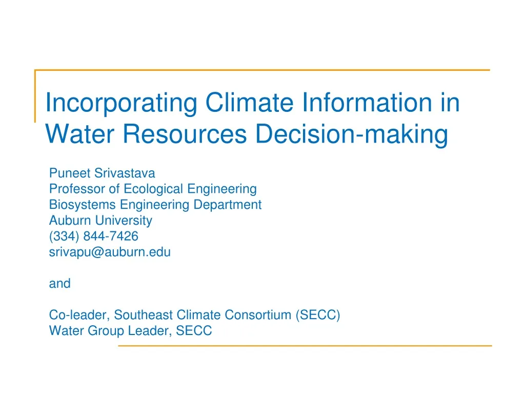 incorporating climate information in water