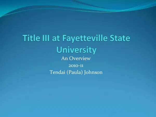 Title III at Fayetteville State University