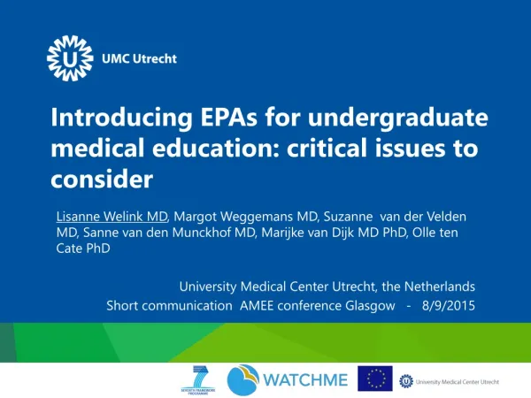Introducing EPAs for undergraduate medical education: critical issues to consider