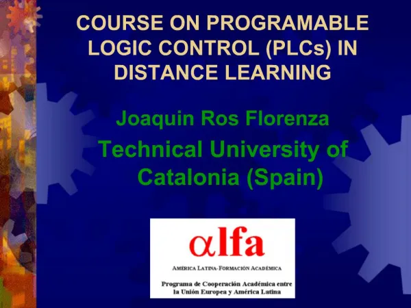 COURSE ON PROGRAMABLE LOGIC CONTROL PLCs IN DISTANCE LEARNING