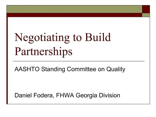 Negotiating to Build Partnerships