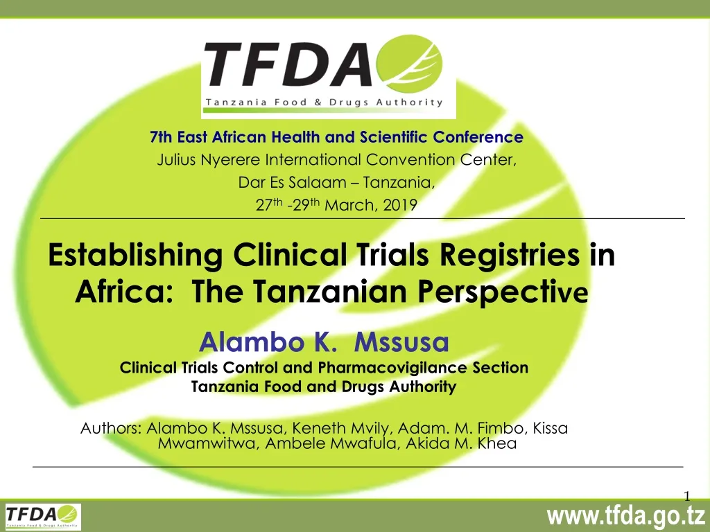 establishing clinical trials registries in africa the tanzanian perspecti ve