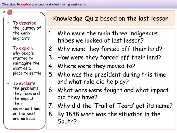 Knowledge Quiz based on the last lesson