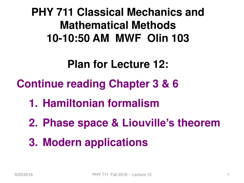 phy 7 11 classical mechanics and mathematical