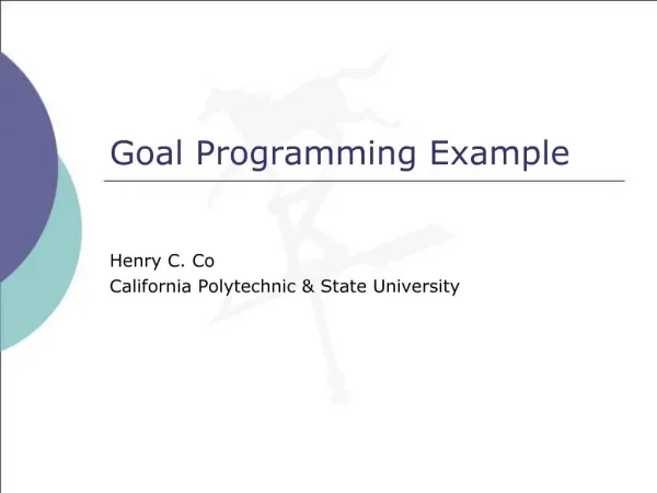 Goal Programming Example