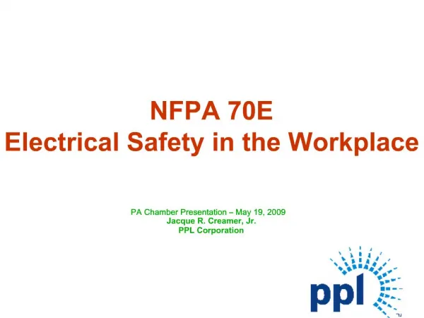 NFPA 70E Electrical Safety in the Workplace