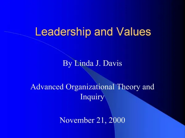 Leadership and Values