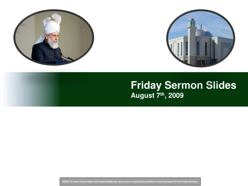 friday sermon slides august 7 th 2009