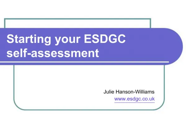 Starting your ESDGC self-assessment
