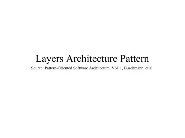 Layers Architecture Pattern