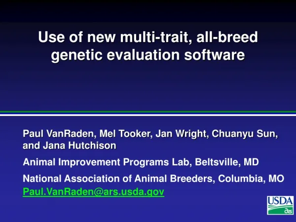 Use of new multi-trait, all-breed genetic evaluation software
