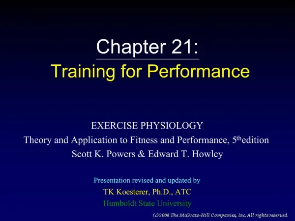 Chapter 21: Training for Performance