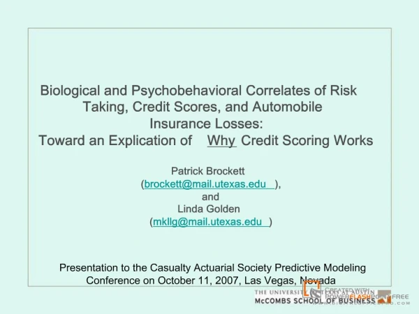Biological and Psychobehavioral Correlates of Risk Taking