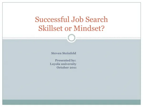 Successful Job Search Skillset or Mindset