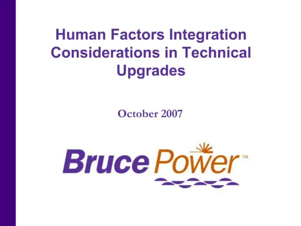 Human Factors Integration Considerations in Technical Upgrades
