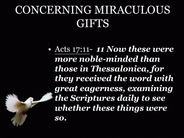 CONCERNING MIRACULOUS GIFTS