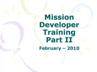Mission Developer Training Part II - slide 1