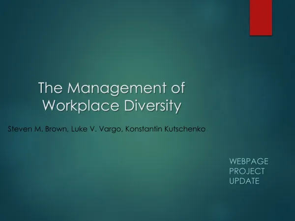 The Management of Workplace Diversity