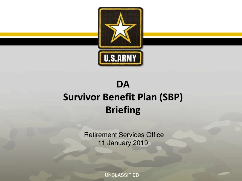 da survivor benefit plan sbp briefing retirement services office 11 january 2019