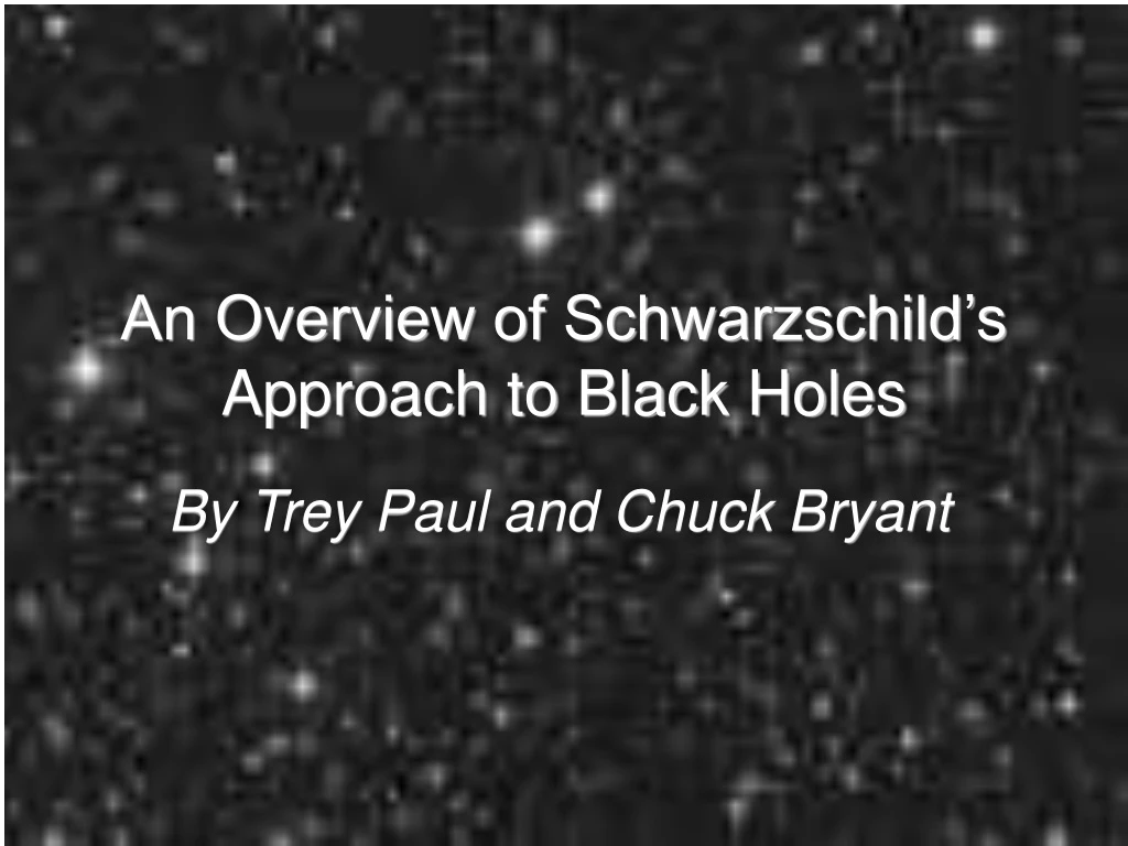 an overview of schwarzschild s approach to black holes
