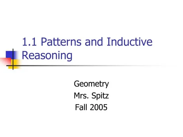 1.1 Patterns and Inductive Reasoning