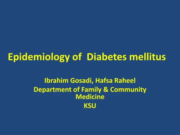 Epidemiology of Diabetes mellitus