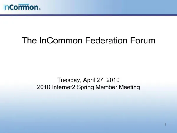 The InCommon Federation Forum