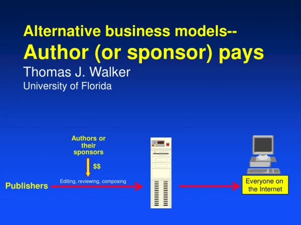 Alternative business models-- Author (or sponsor) pays Thomas J. Walker University of Florida