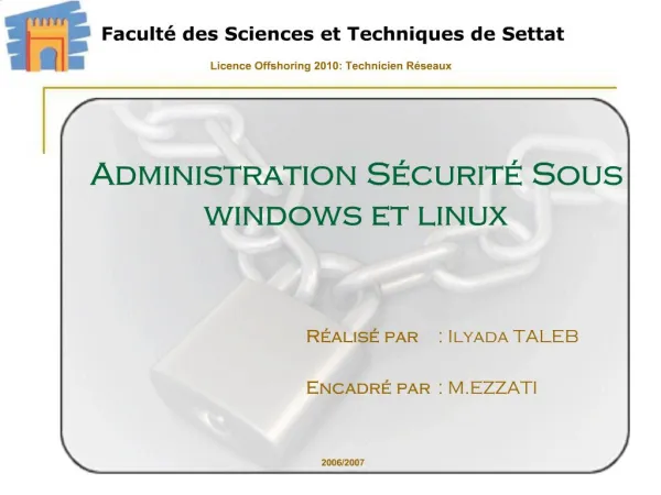 Administration S curit Sous windows et linux