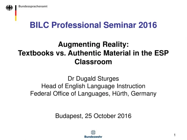 BILC Professional Seminar 2016 Augmenting Reality: