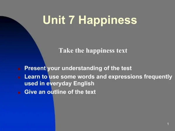 Unit 7 Happiness