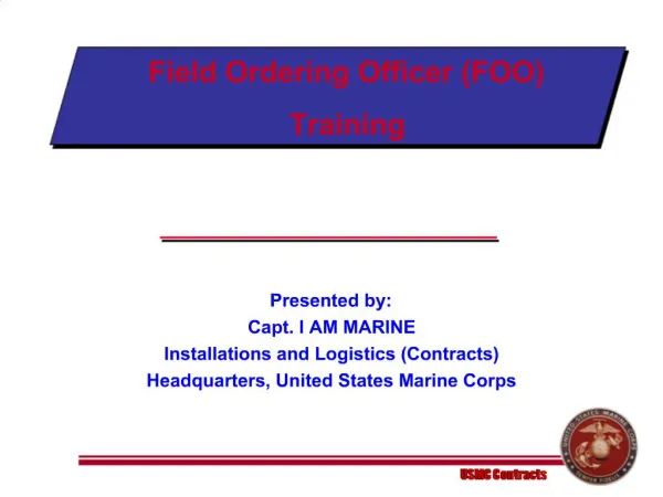 Field Ordering Officer FOO Training