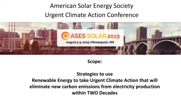 American Solar Energy Society Urgent Climate Action Conference