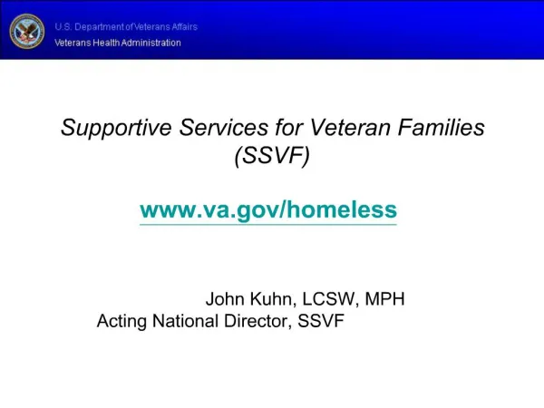 Supportive Services for Veteran Families SSVF