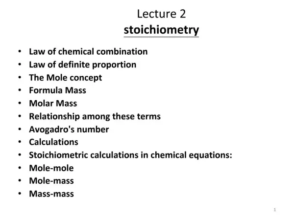 Lecture 2 stoichiometry