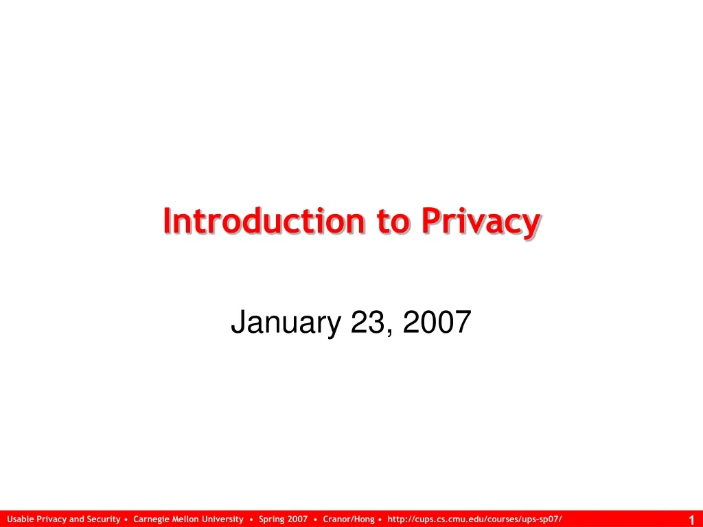 introduction to privacy