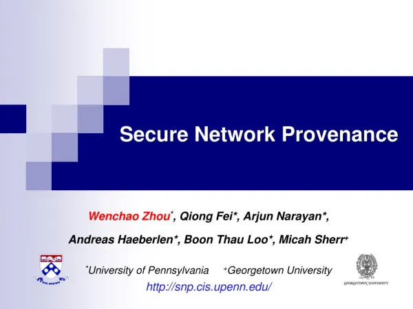 Secure Network Provenance