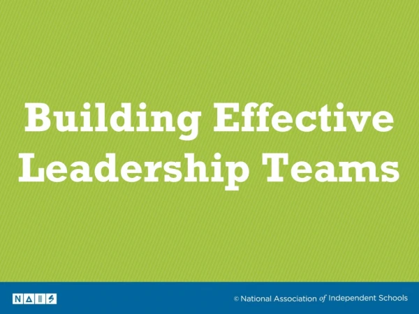 Building Effective Leadership Teams