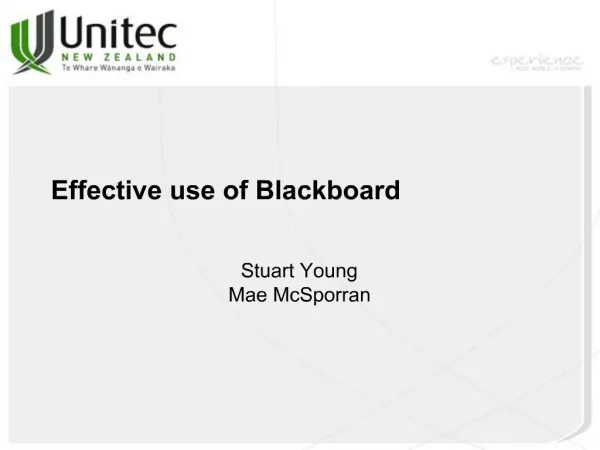 Effective use of Blackboard