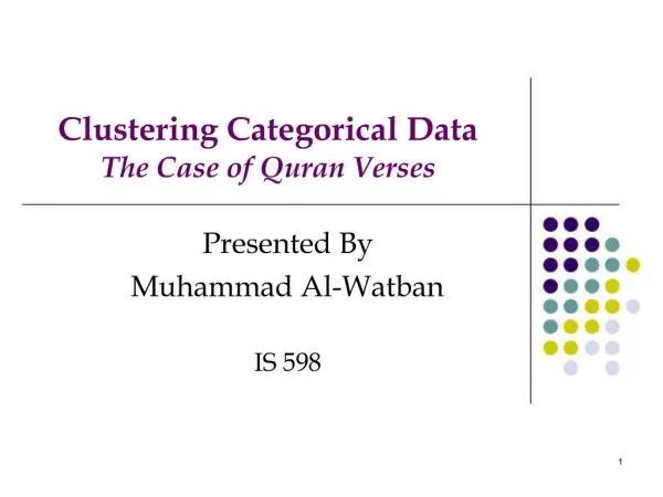 Clustering Categorical Data The Case of Quran Verses