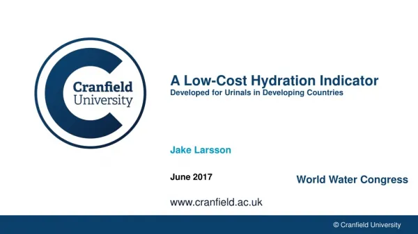 A Low-Cost Hydration Indicator Developed for Urinals in Developing Countries