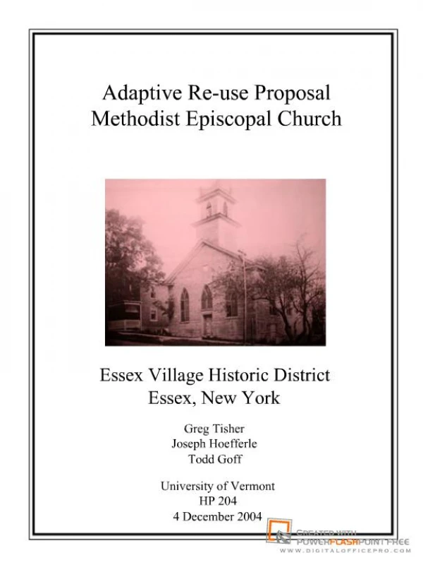 Adaptive Re-use Proposal Methodist Episcopal Church