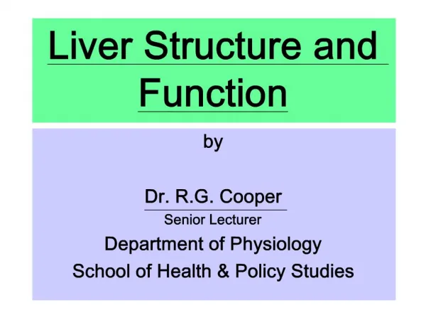 Liver Structure and Function