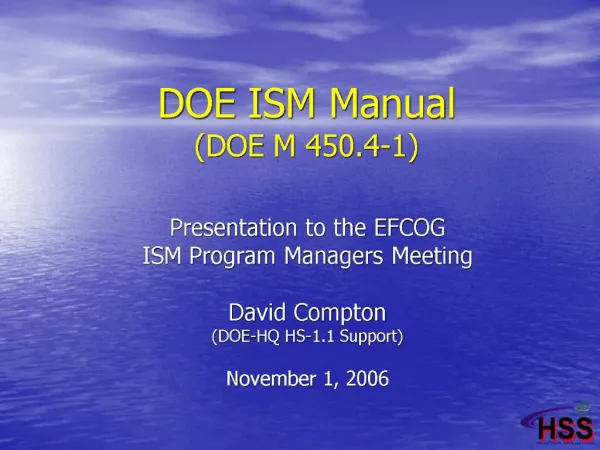 DOE ISM Manual DOE M 450.4-1