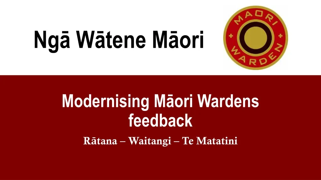 modernising m ori wardens feedback