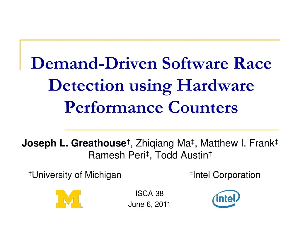 demand driven software race detection using hardware performance counters