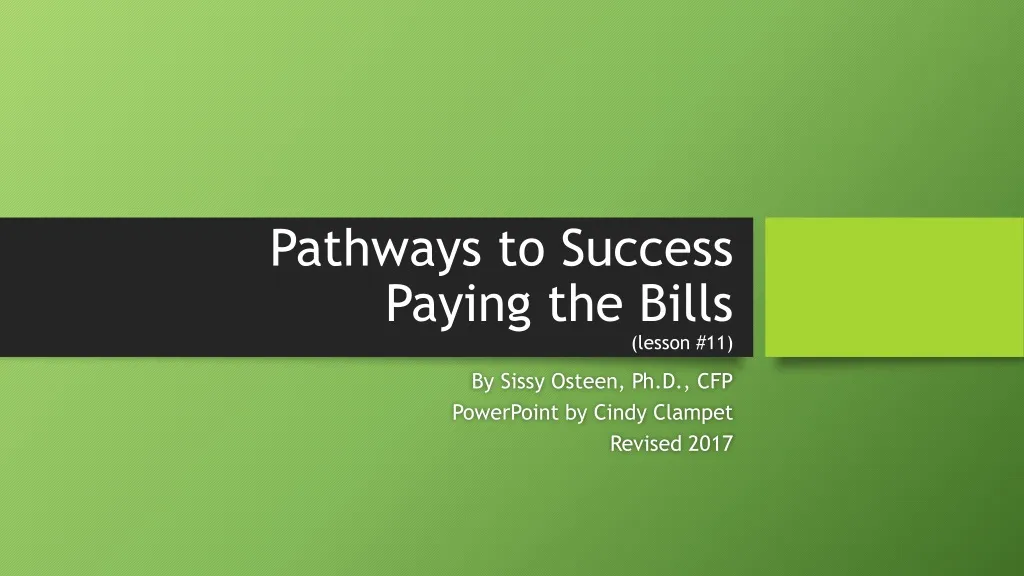 pathways to success paying the bills lesson 11