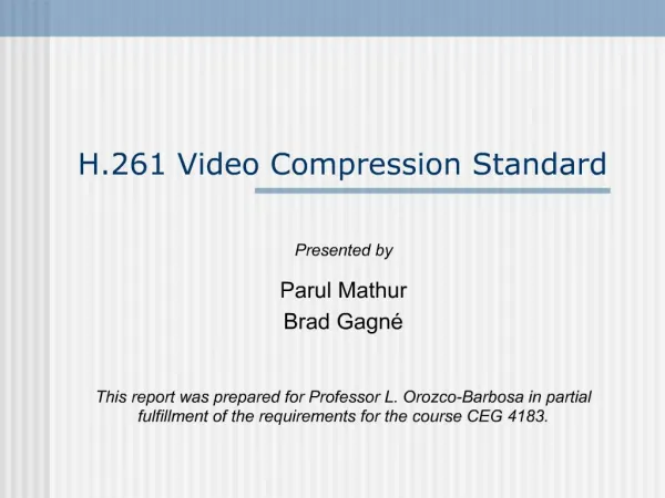H.261 Video Compression Standard